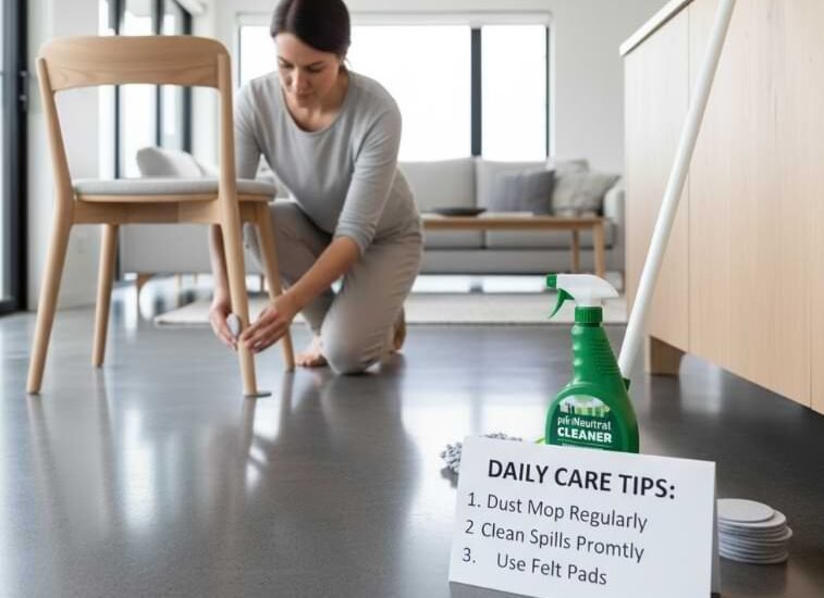 how to care for polished concrete floors