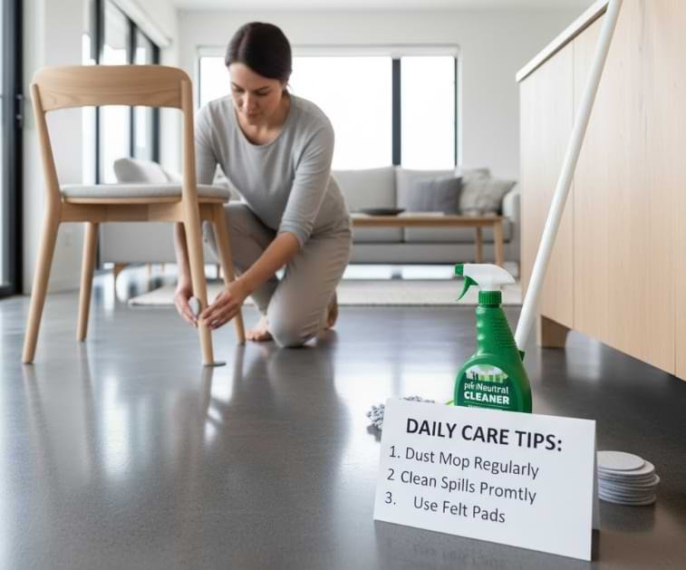 how to care for polished concrete floors